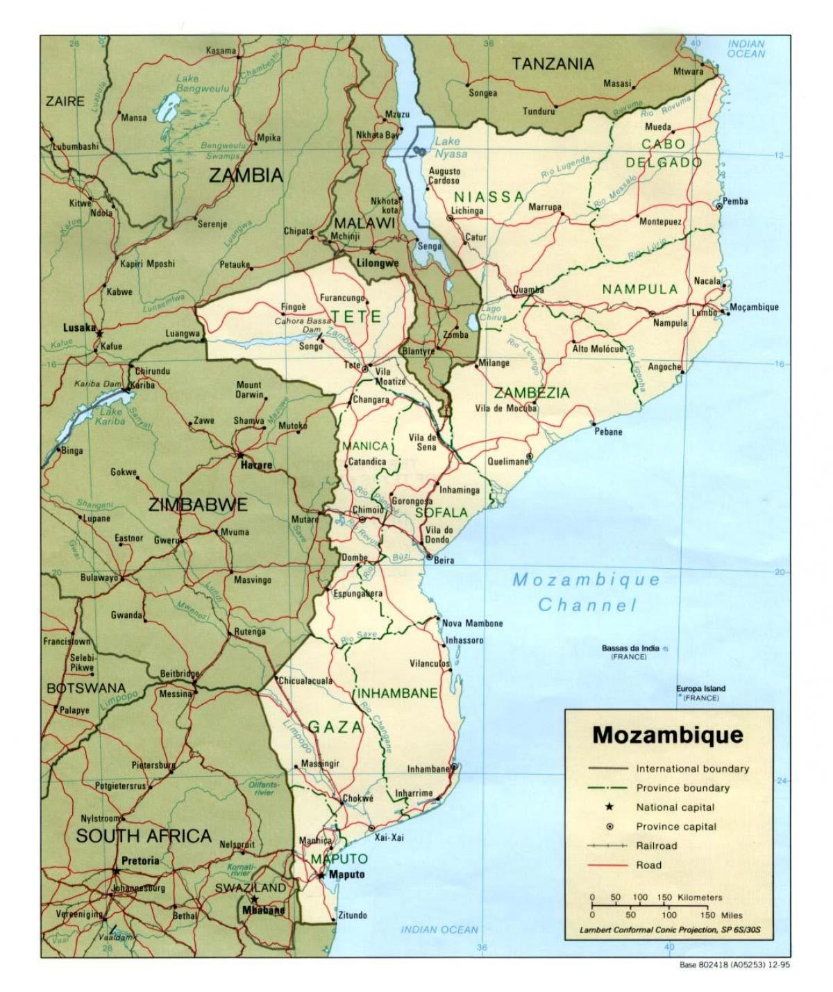 რუკა მოზამბიკის დეტალური რუკა